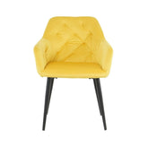 Pachet 3+1 Scaun tip fotoliu living/dining, galben, tapiserie catifea, cadru metalic, fix, Velvet